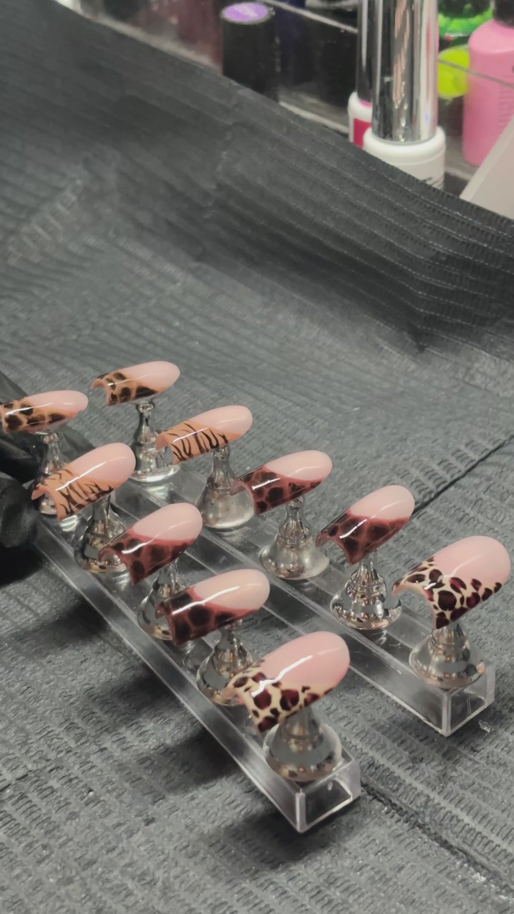 Brown Animal Print French Tip