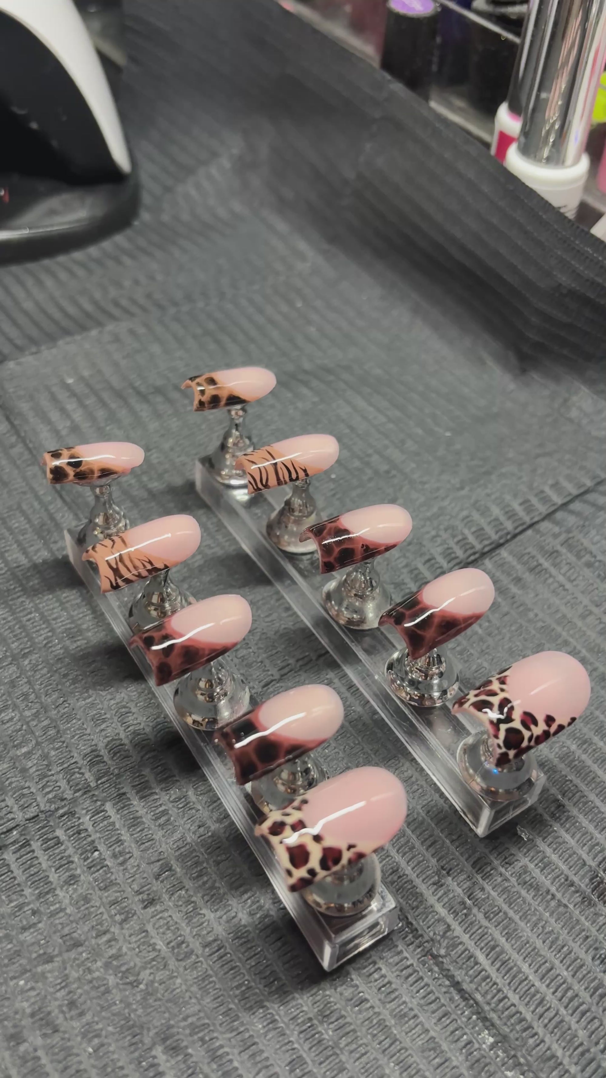 Brown Animal Print French Tip